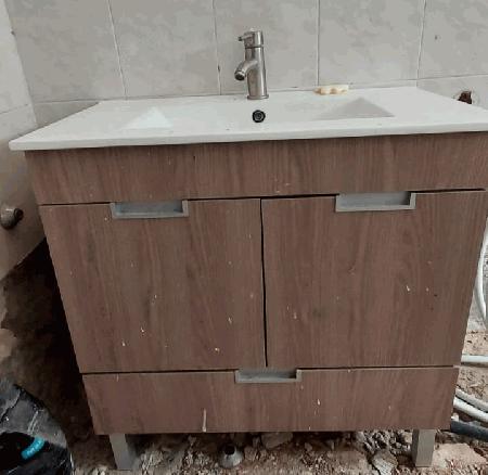 Conjunto movel e lavatrio wc